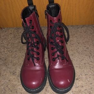 Purple Ankle Combat Boots